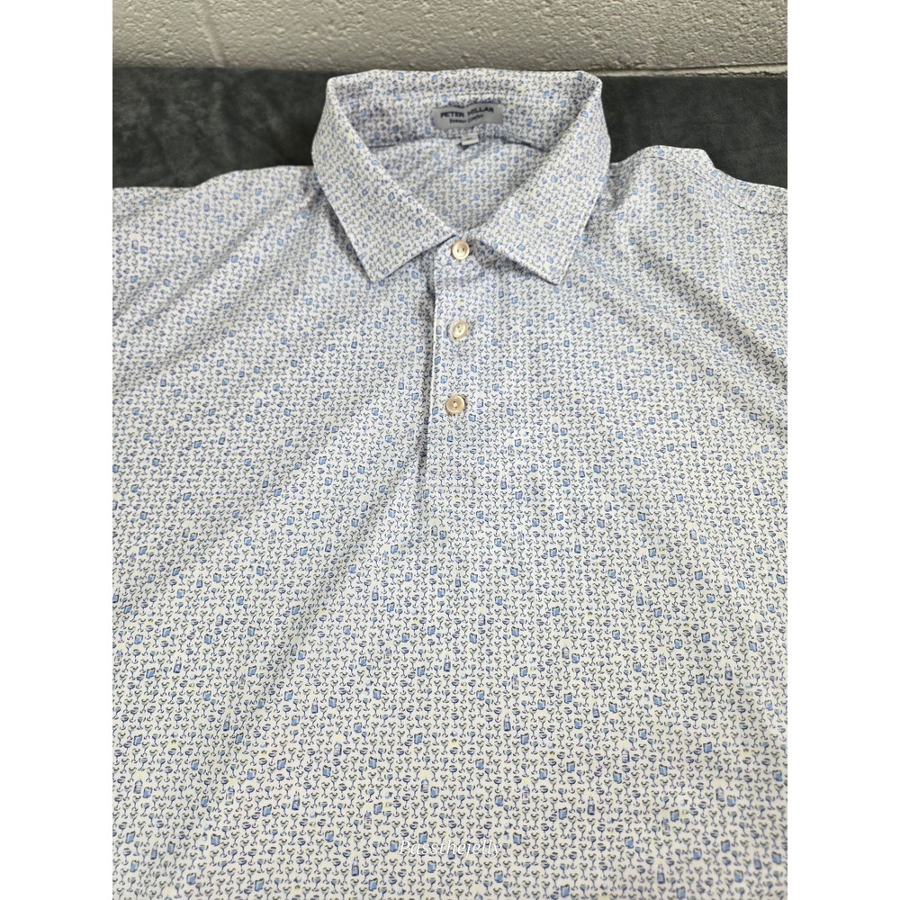 Peter Millar Light Blue Patterned Polo - Picture 2 of 9